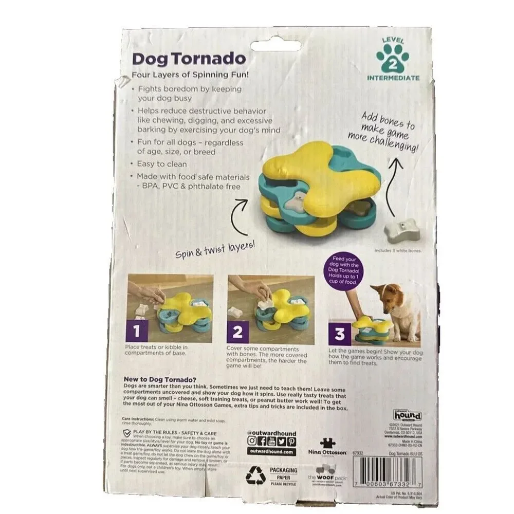 Dog Tornado Spinning Treat Toy Outward Hound Skill Level 2 Hide Puzzle Lock Bone